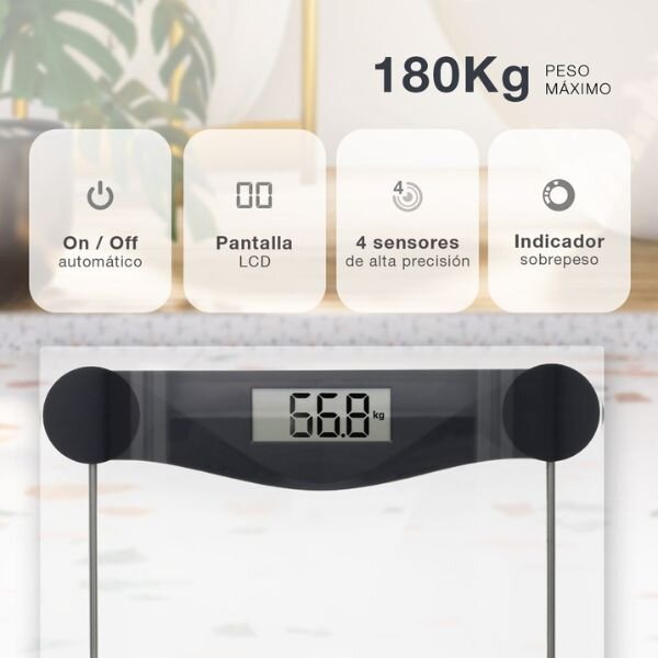 Digitální váha Väline Akale, max 180kg, na 1 baterii CR2032, tvrzené sklo