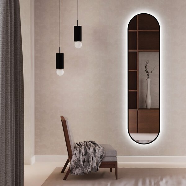Baltica Design Tiny Border Pastille zrcadlo 50x110 cm oválný s osvětlením černá 5904107929132