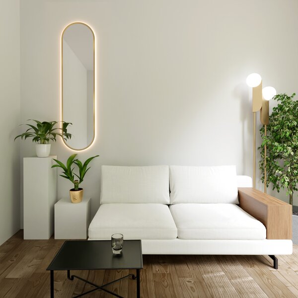 Baltica Design Tiny Border Pastille zrcadlo 50x100 cm oválný s osvětlením zlatá 5904107928982