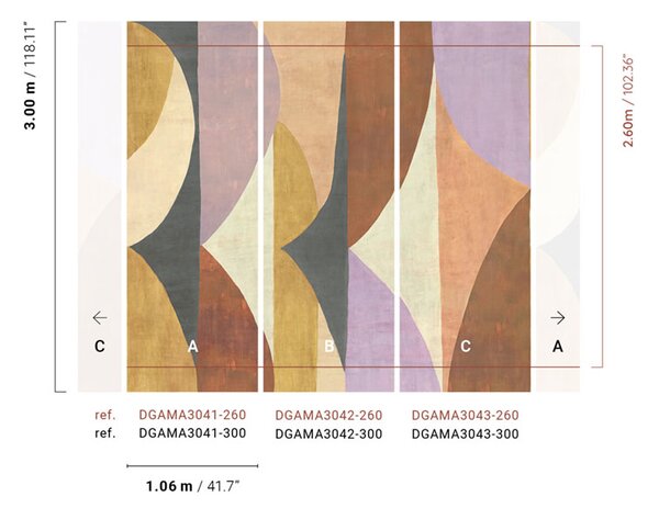 Geometrická vliesová obrazová tapeta na zeď, hnědo-fialová, DGAMA3043-260, Amani, Masureel