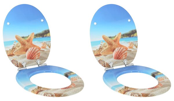 Toaletní prkno 2 pcs Mořský mušlový 44 x 38 cm Kompozitní dřevo 3414533