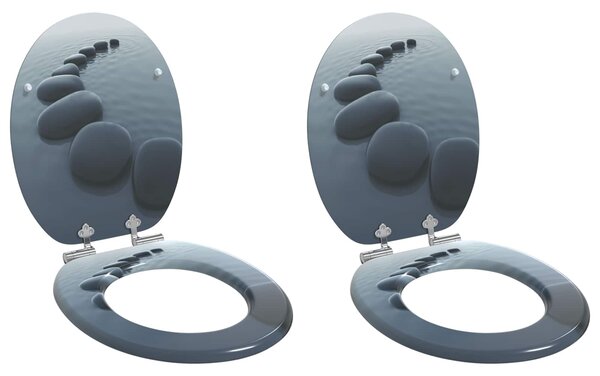 Toaletní prkno 2 pcs Šedý 44 x 38 cm Kompozitní dřevo 3414534