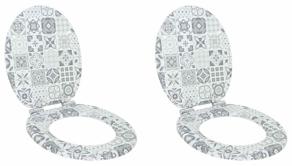 Toaletní prkno 2 pcs Modro-bílá porcelán 44 x 38 cm 3414540
