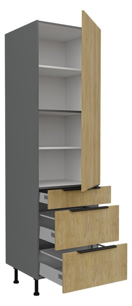 Potravinová kuchyňská skříňka Carminia 60 DKS-215 3S1F PREMIUM BOX (dub cremona + antracit)