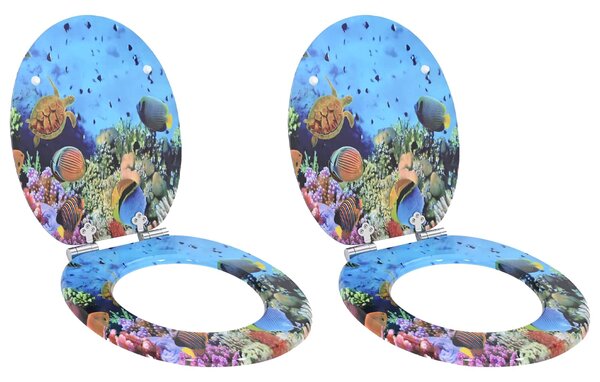 Toaletní prkno 2 pcs Tmavě modrá mořská 44 x 38 cm 3414545
