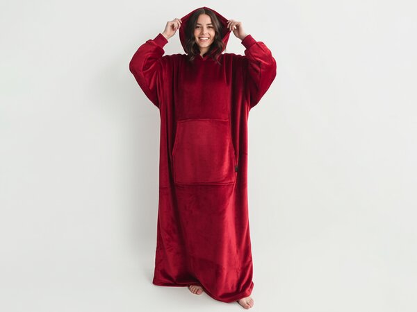 XPOSE® Mikinová deka (prodloužená) - vínová