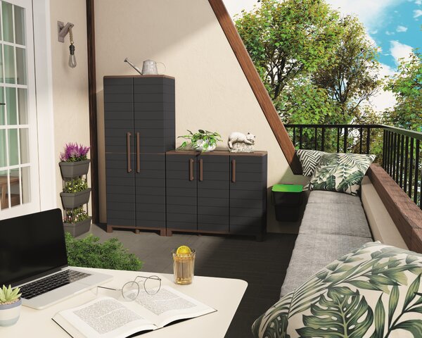 Plastová úklidová skříň, 900 x 680 x 370 mm, antracit