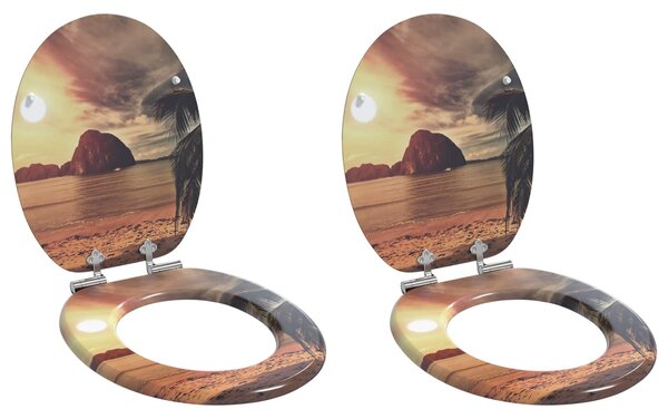 Toaletní prkno 2 pcs Oranžová 44 x 38 cm Kompozitní dřevo 3414548