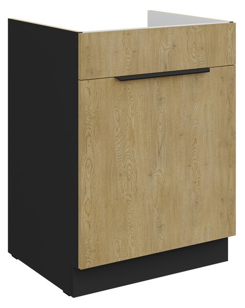 Dolní kuchyňská skříňka pod dřez Carminia 60 ZL 1S BB PREMIUM BOX (dub cremona + černá). 1127980
