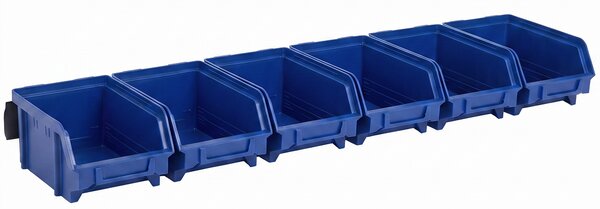 Ocelové lišty s plastovými boxy, 6x box 103 x 166 x 73 mm