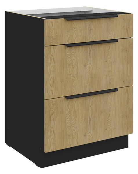 Dolní kuchyňská skříňka Carminia 60 D 3S BB PREMIUM BOX (dub cremona + černá)