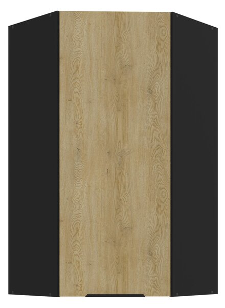 Rohová horní kuchyňská skříňka Carminia 60x60 GN-108 1F (45) (dub cremona + černá). 1128000