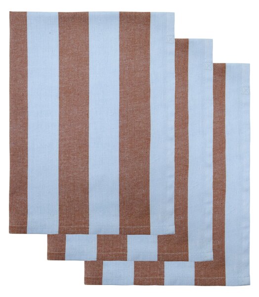 Bavlněná utěrka Light Blue / Brown – set 3 ks