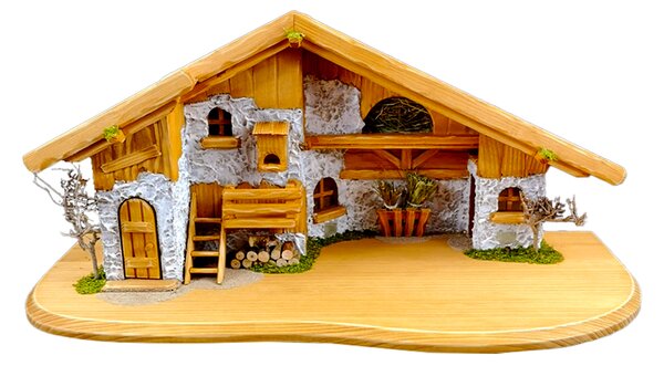 AMADEA Dřevěný osvětlený betlém BEZ FIGUREK 65 cm