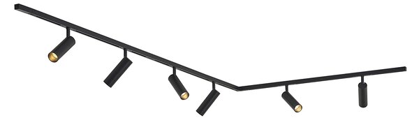 Moderní kolejnicový systém s 6 bodovými světly černý 1-fázový - Slimline Uzzy