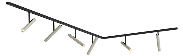 Moderní kolejnicový systém černý s 6 béžovými bodovými světly 1-fázový - Slimline Avery