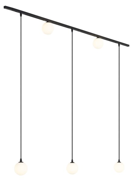 Moderní kolejnicový systém černý se 2 bodovými a 3 závěsnými světly 1-fázový - Slimline Eira
