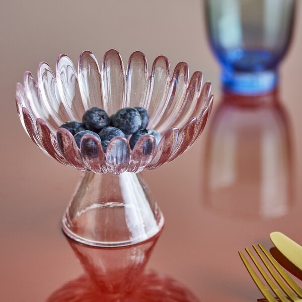 Skleněná miska na podstavci Nalu Rose Glass