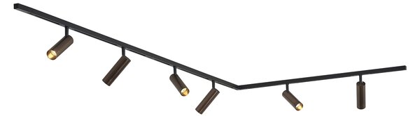 Moderní kolejnicový systém s 6 bodovými světly tmavě bronzový 1-fázový - Slimline Uzzy
