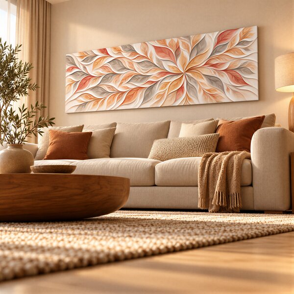 Obraz na plátně - Mandala Tichý podzim FeelHappy.cz Rozměr obrazu (Šířka x Výška): 60 x 20 cm