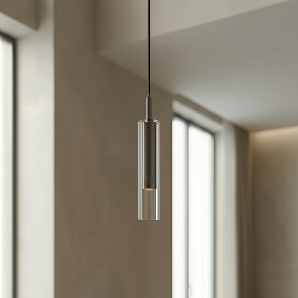 Moderní reflektor v barvě gunmetal s čirým sklem pro 1fázový kolejnicový systém - Slimline Loyce