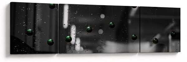 Abstraktní obraz - zelené kuličky (170x50 cm)