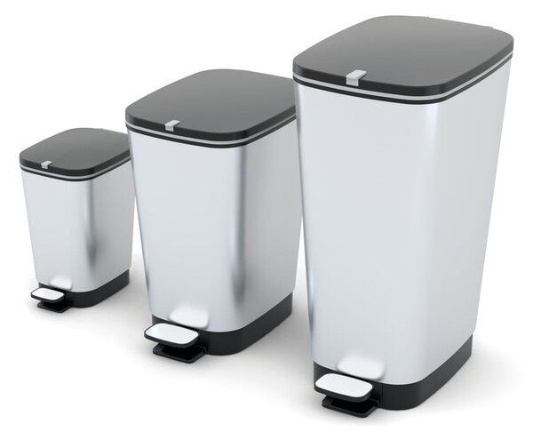 Nášlapný plastový odpadkový koš ve stříbrné barvě 45 l Chic Bin – KIS