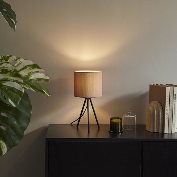 Moderní stolní lampa se stativem v barvě taupe se sametovým stínidlem - Luz