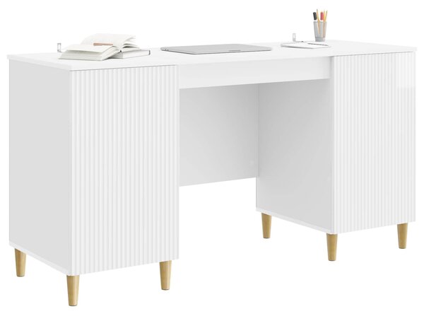 Stůl Bílá s vysokým leskem 142,5 x 50 x 75 cm Kompozitní dřevo 3414598