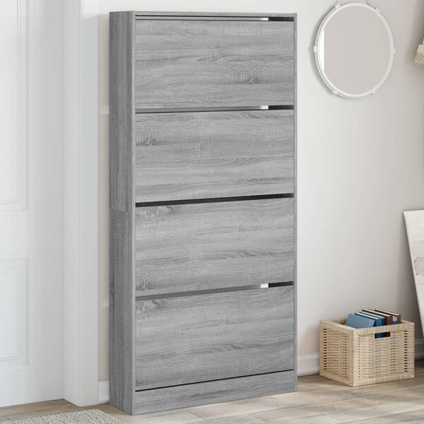 Botník se 4 výklopnými zásuvkami šedý sonoma 80 x 21 x 163,5 cm 3214369