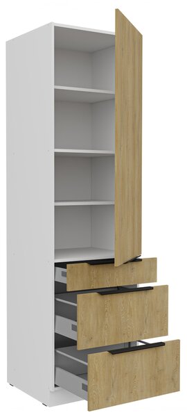 Potravinová kuchyňská skříňka Carminia 60 DKS-210 3S1F PREMIUM BOX (dub cremona + bílá)