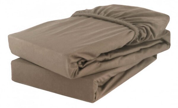 Jersey prostěradlo s lycrou Deluxe 140 × 200 cm – hnědé
