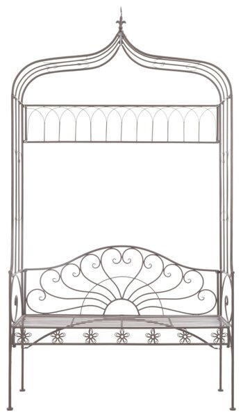 Zahradní lavice 122 cm železná starožitná hnědá
