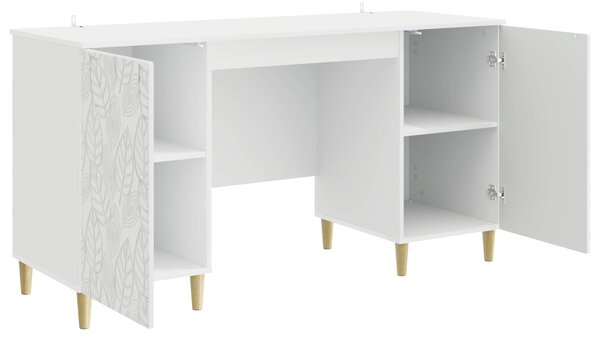 Stůl Bílá s vysokým leskem 142,5 x 50 x 75 cm Kompozitní dřevo 3414616