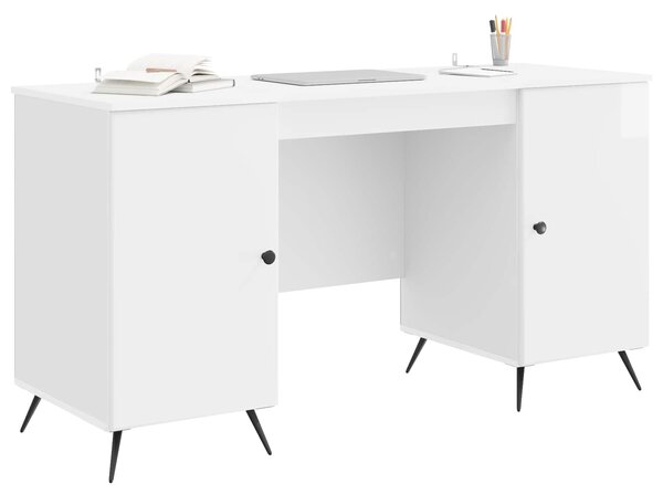 Stůl Bílá s vysokým leskem 142,5 x 50 x 75 cm Kompozitní dřevo 3414634
