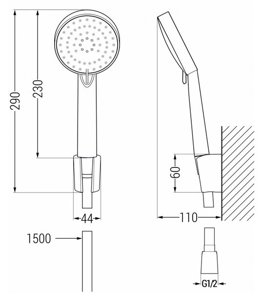 Mexen R-75 set bodové sprchy, Černá - 785755052-70