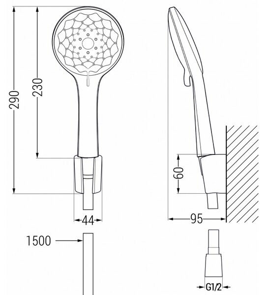 Mexen R-74 set bodové sprchy, Černá - 785745052-70