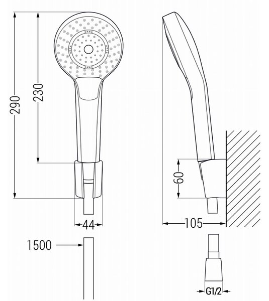 Mexen Pecos R05 vanová baterie se sprchovou sadou, černá - 7273R05-70