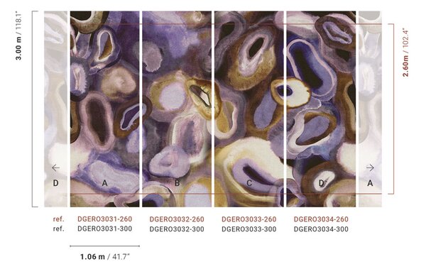 Abstraktní obrazová tapeta, fialová, žlutá, Akvarel, DGERO3031-260, Erosion, Masureel