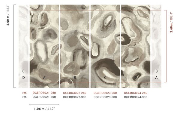 Abstraktní obrazová tapeta, šedá, béžová, Akvarel, DGERO3022-260, Erosion, Masureel