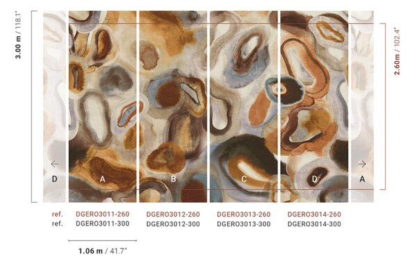 Abstraktní obrazová tapeta, vínová, hnědá, Akvarel, DGERO3013-260, Erosion, Masureel