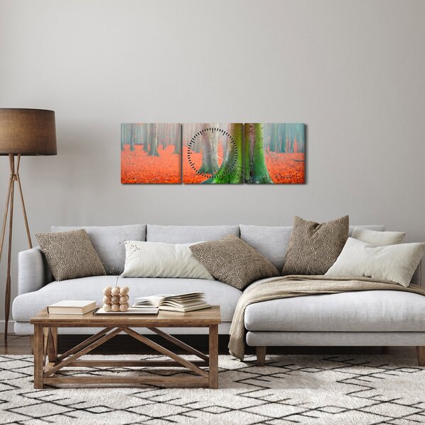 Obraz stromů (s hodinami) (90x30 cm)