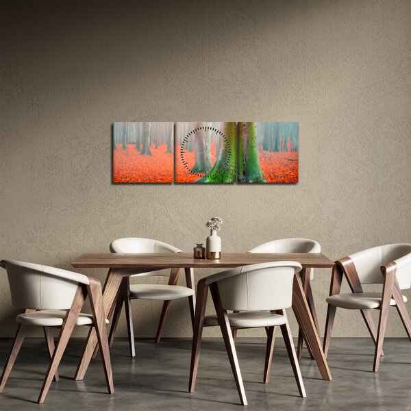 Obraz stromů (s hodinami) (90x30 cm)