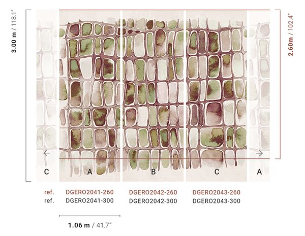 Abstraktní obrazová tapeta, zelená, růžová, Geometrické tvary, DGERO2042-260, Erosion, Masureel