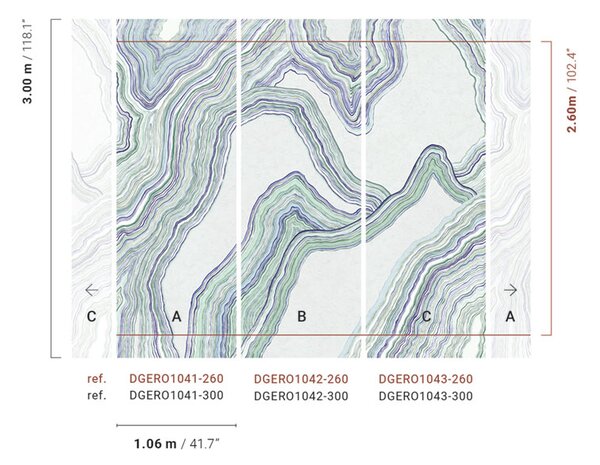 Abstraktní vliesová obrazová tapeta na zeď, zelená, modrá, Pruhy, DGERO1043-260, Erosion, Masureel