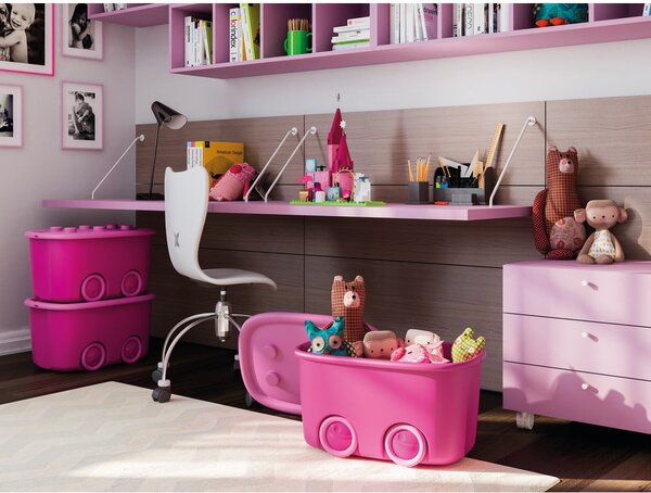 Růžový plastový dětský úložný box 58x39x32 cm Funny Box – KIS