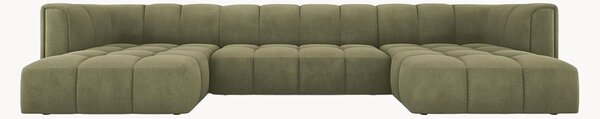 Panoramatická pohovka Francesca Light Green & Black, 5místná