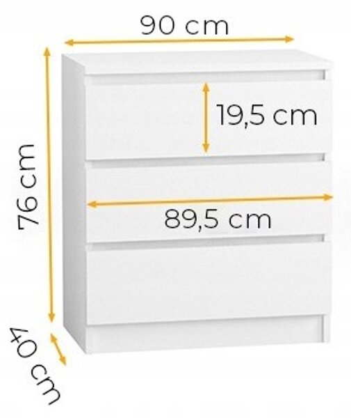 Komoda 90/3 cm Bílá