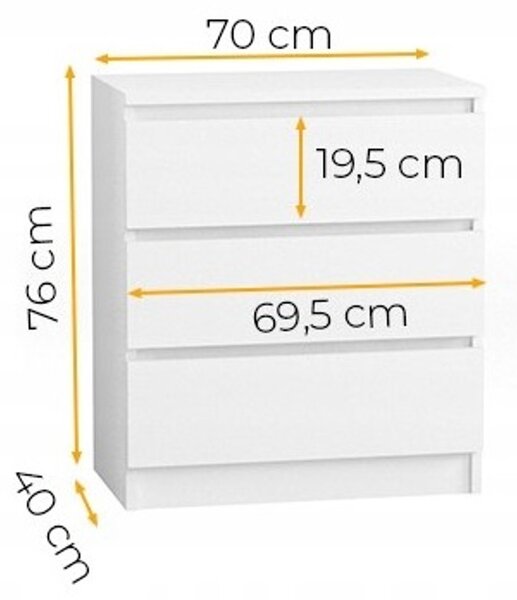 Komoda 70/3 cm Bílá
