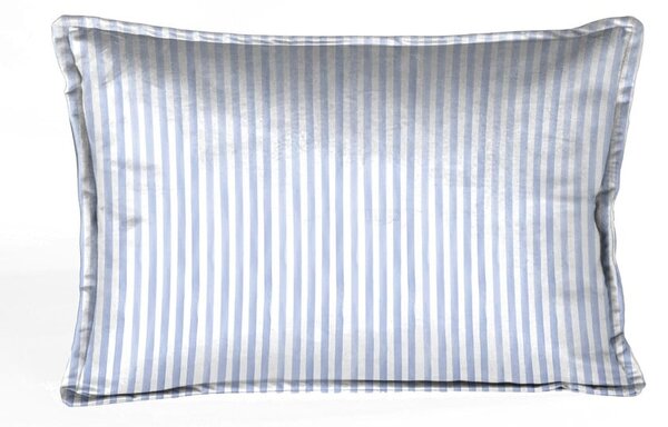 Bílý sametový polštář s modrými pruhy Velvet Atelier Pajamas, 50 x 35 cm